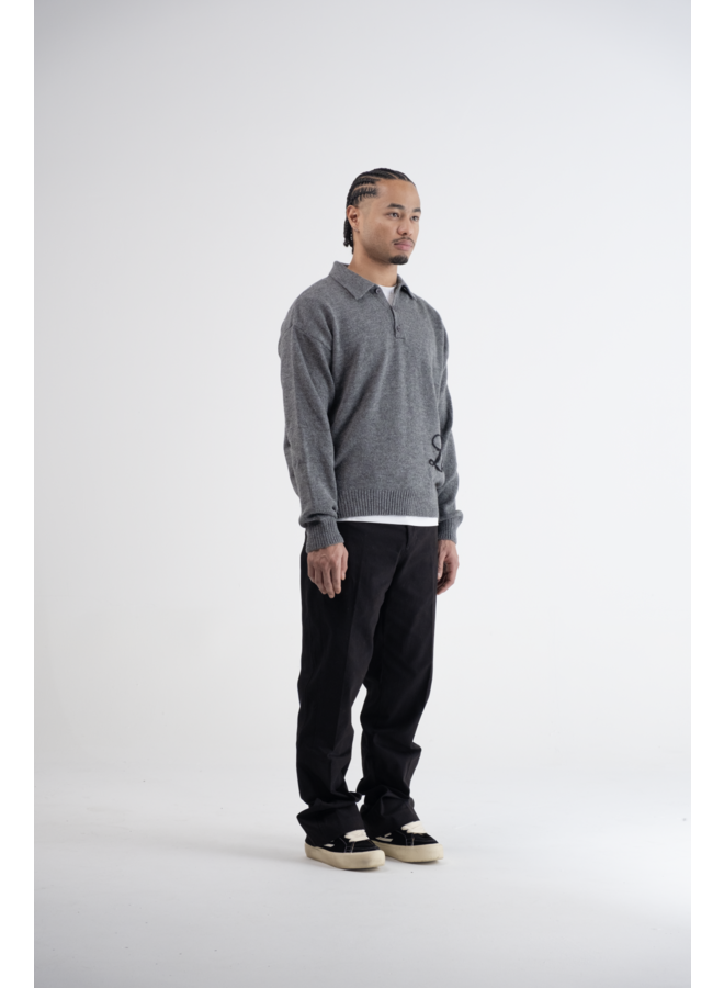 Lumi3re Knitted Long Sleeve Polo Anthracite
