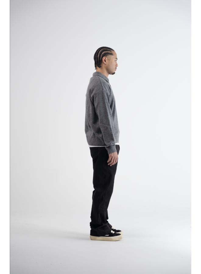 Lumi3re Knitted Long Sleeve Polo Anthracite