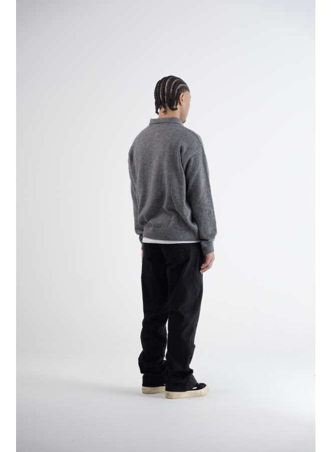 Lumi3re Knitted Long Sleeve Polo Anthracite
