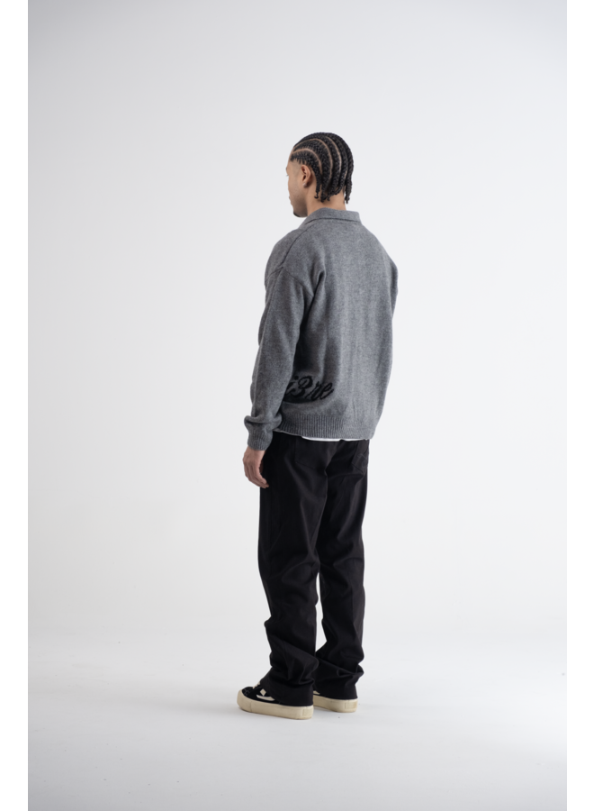 Lumi3re Knitted Long Sleeve Polo Anthracite
