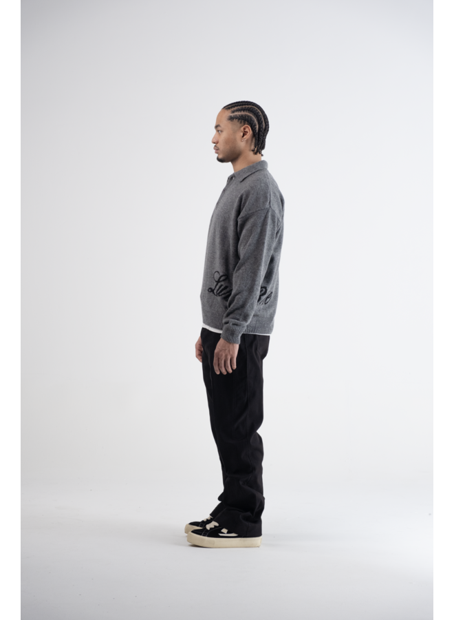 Lumi3re Knitted Long Sleeve Polo Anthracite