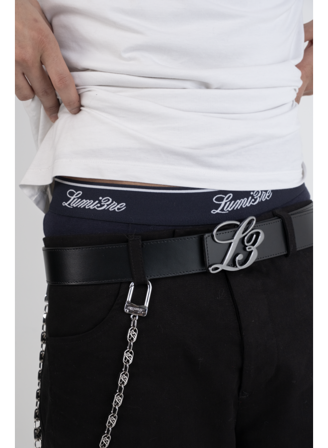 L3 Monogram Reversible Belt Black