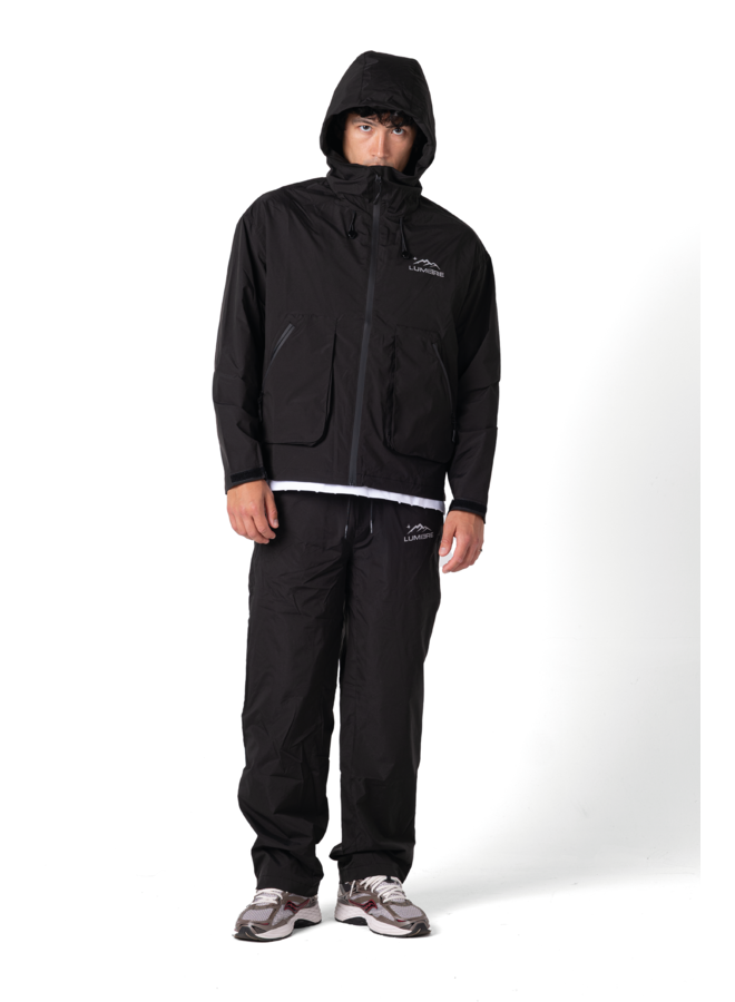 Lumi-Tex Contrast Zipper Pants Black