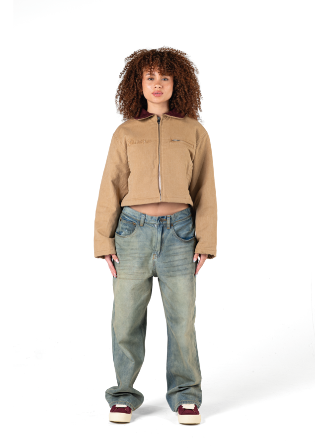 Brown Cropped Worker Jacket