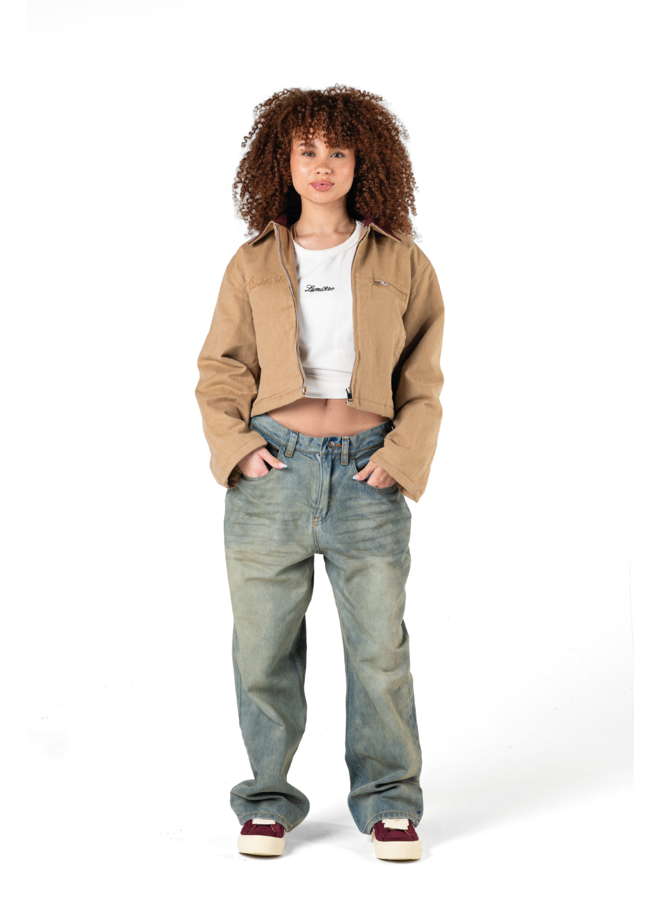 Brown Cropped Worker Jacket
