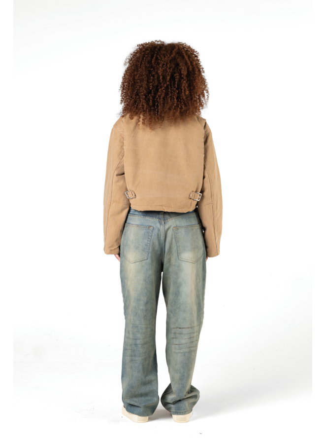 Brown Cropped Worker Jacket
