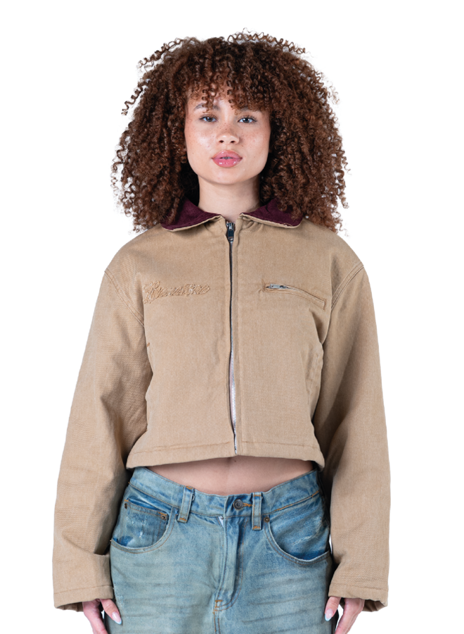 Brown Cropped Worker Jacket