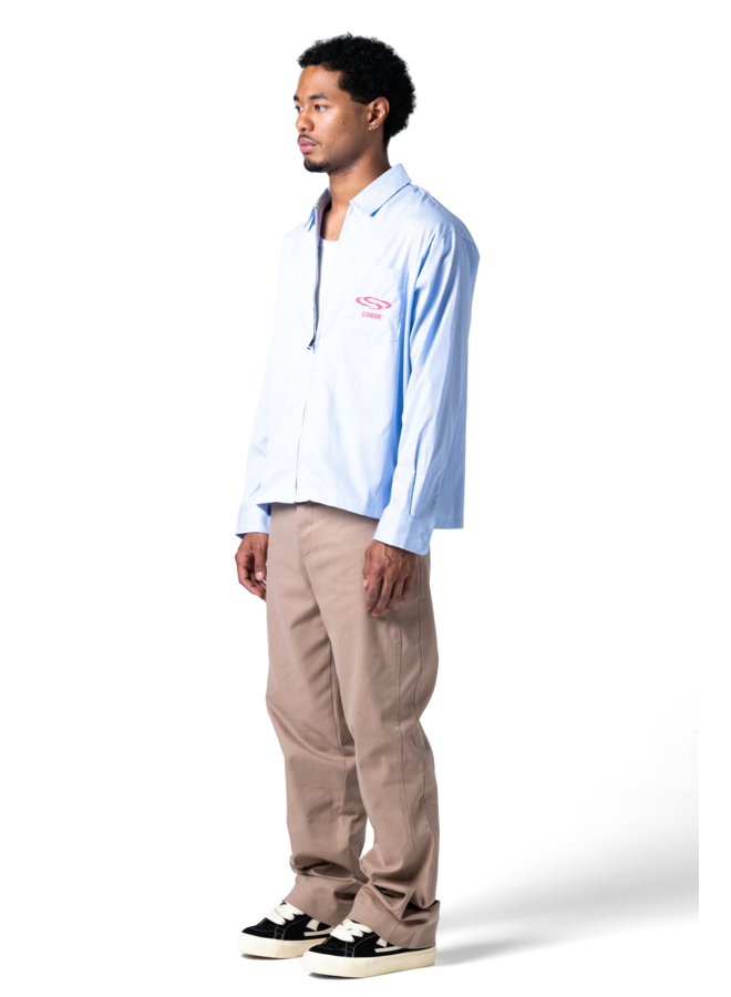 Blue Striped Wave Zip Shirt