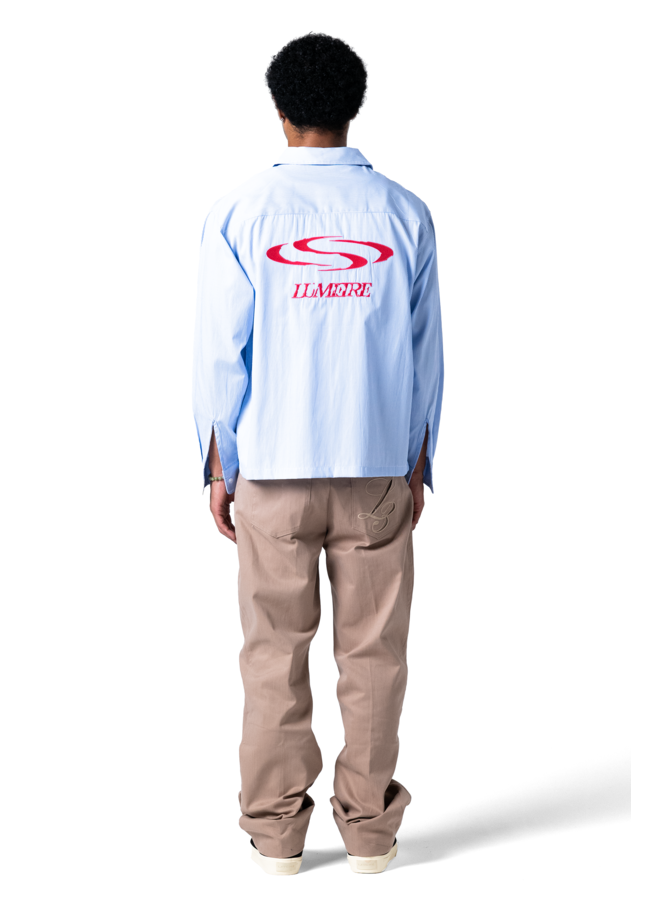 Blue Striped Wave Zip Shirt