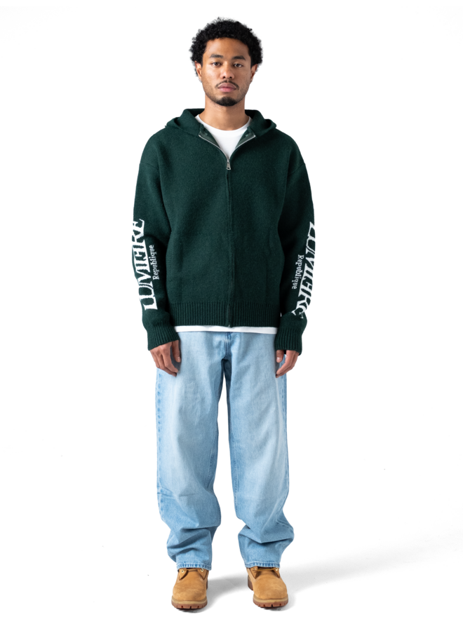 The Republique Knitted Zipper Hoodie Green