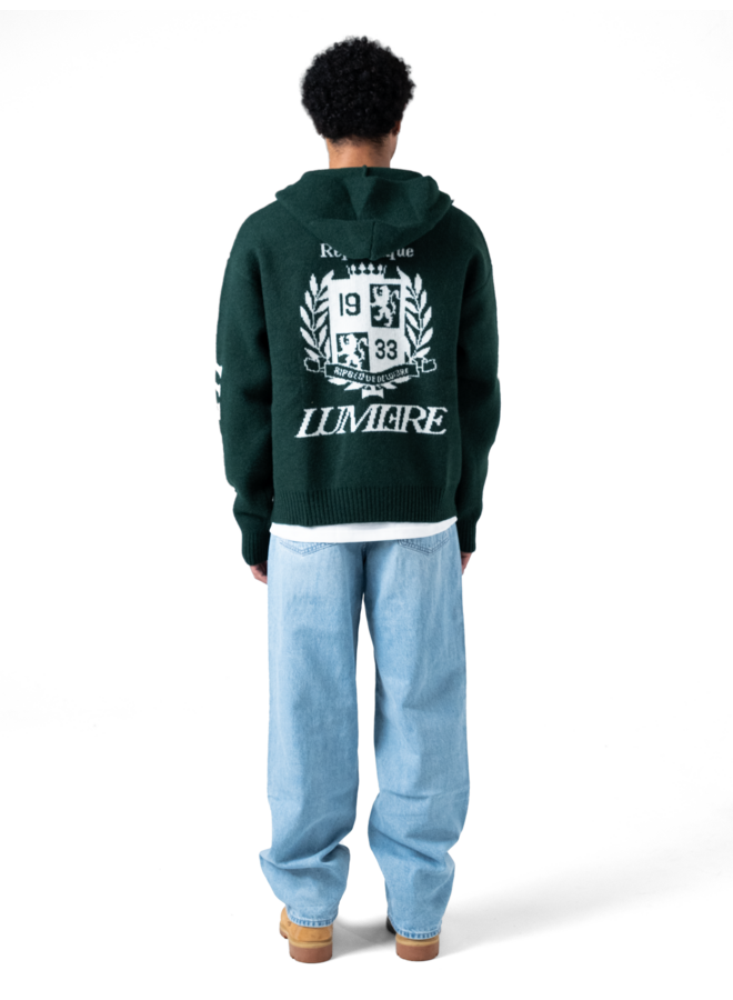 The Republique Knitted Zipper Hoodie Green