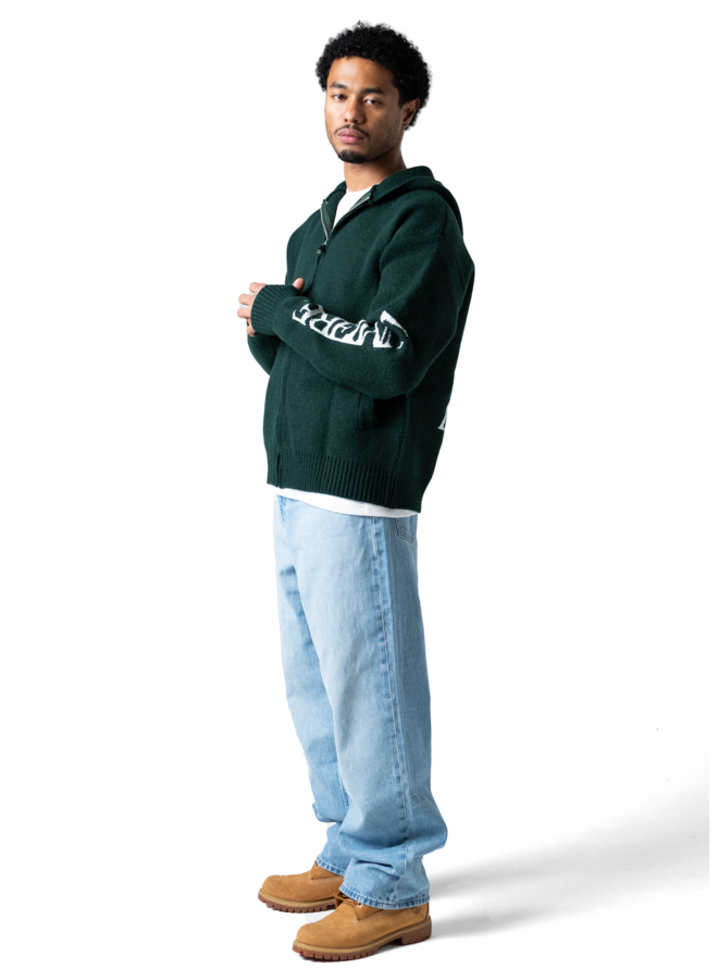 The Republique Knitted Zipper Hoodie Green