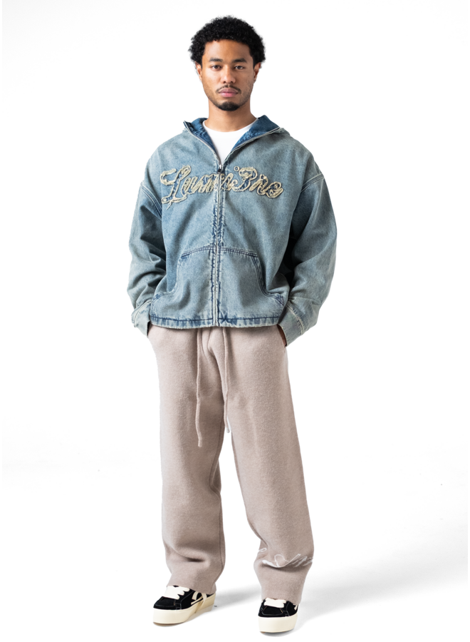 Washed Loop Logo Hooded Denim jacket