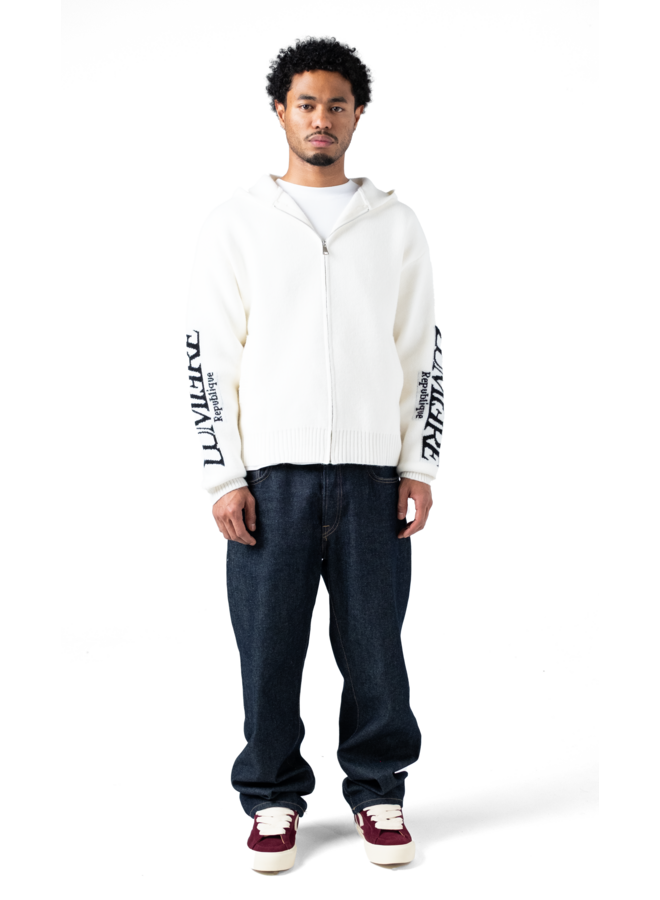 The Republique Knitted Zipper Hoodie White