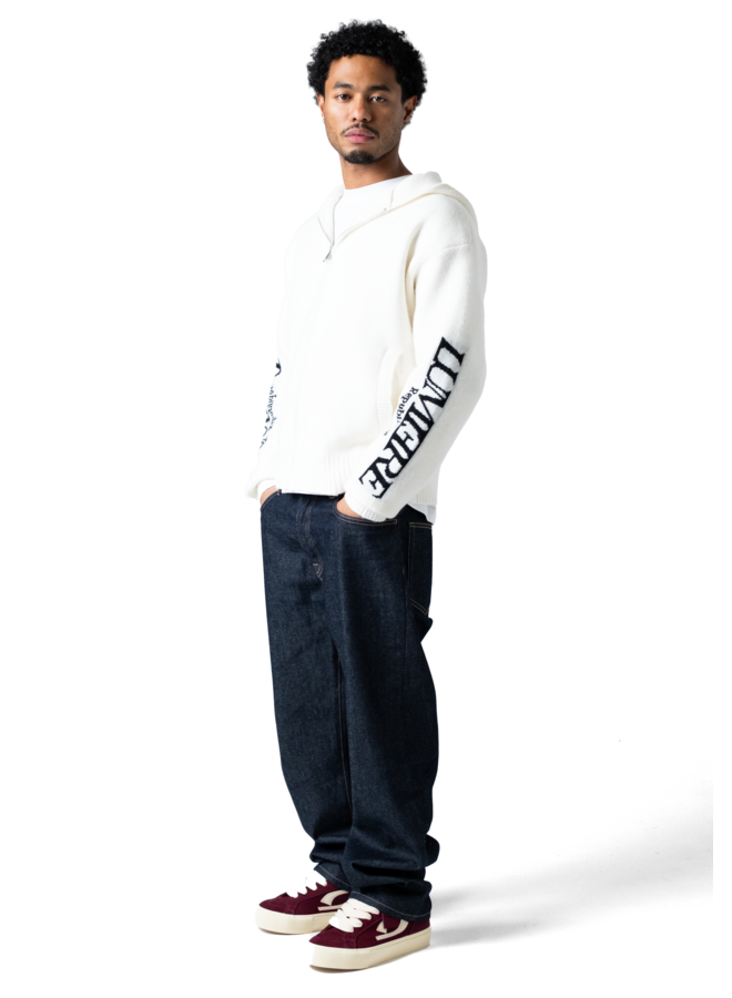 The Republique Knitted Zipper Hoodie White