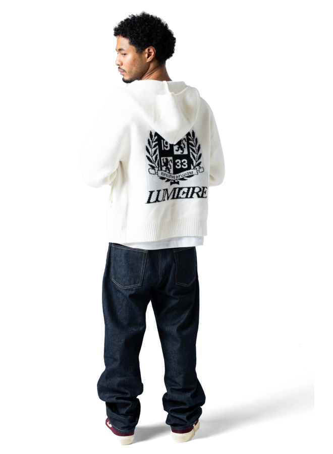 The Republique Knitted Zipper Hoodie White