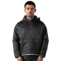 Leather Patch Nylon Zipper Jacket Dark Grey