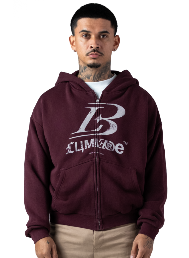 Crest Zipper Hoodie Burgundy