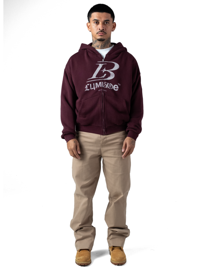 Crest Zipper Hoodie Burgundy