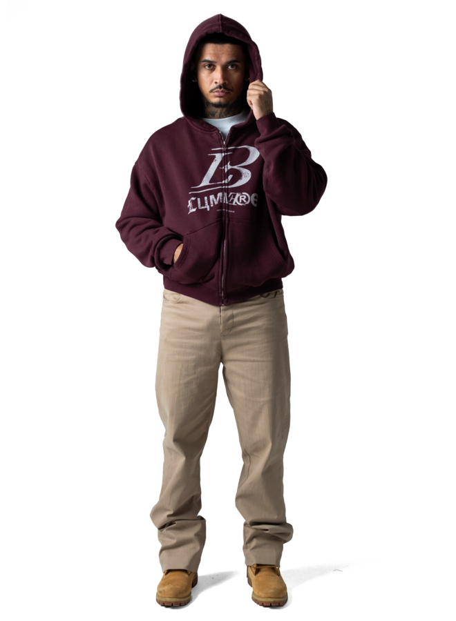 Crest Zipper Hoodie Burgundy