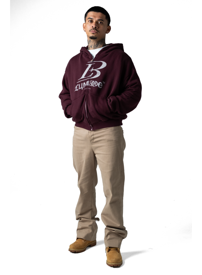 Crest Zipper Hoodie Burgundy