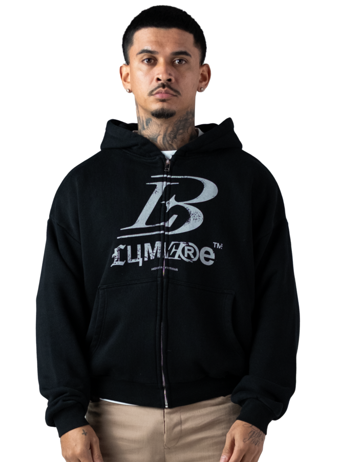 Crest Zipper Hoodie Black