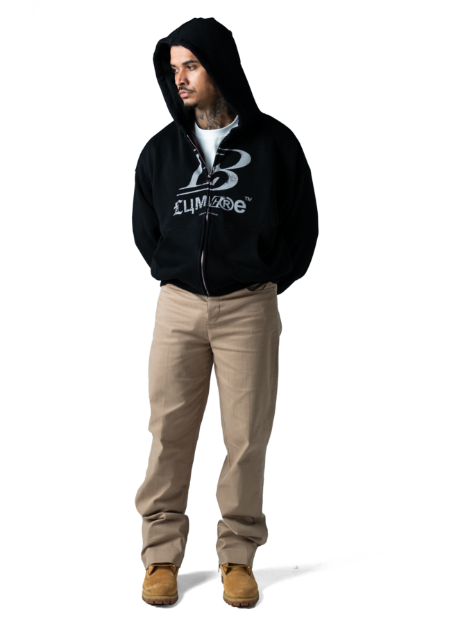 Crest Zipper Hoodie Black