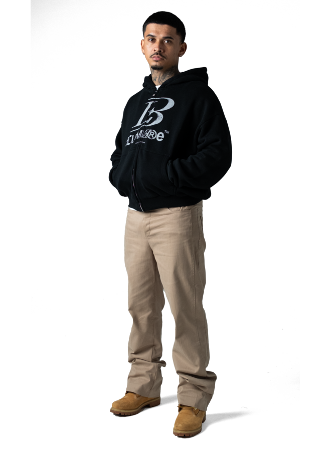 Crest Zipper Hoodie Black