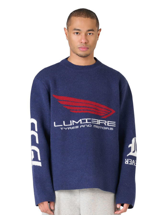 The Knitted Motors Jersey Blue