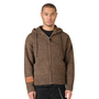 Leather Patch Knitted Hooded Sweater Brown