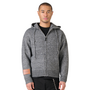 Leather Patch Knitted Hooded Sweater Black-Grey