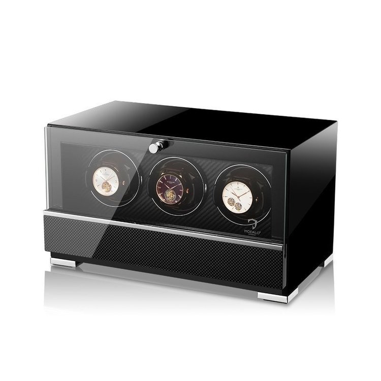 Modalo CLASICO PREMIUM Uhrenbeweger 3 Uhren carbon-schwarz