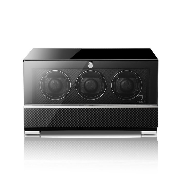 Modalo CLASICO PREMIUM Uhrenbeweger 3 Uhren carbon-schwarz