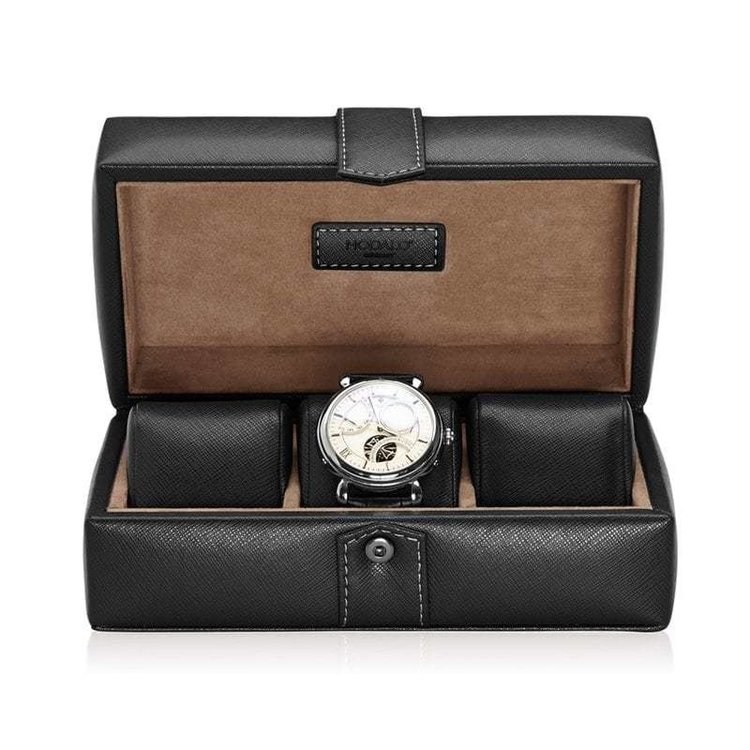 Modalo  Uhrenbox Gallante für 3 Uhren Schwarz