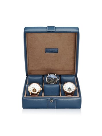 Modalo Uhrenbeweger Uhrenbox Gallante für 6 Uhren Blau