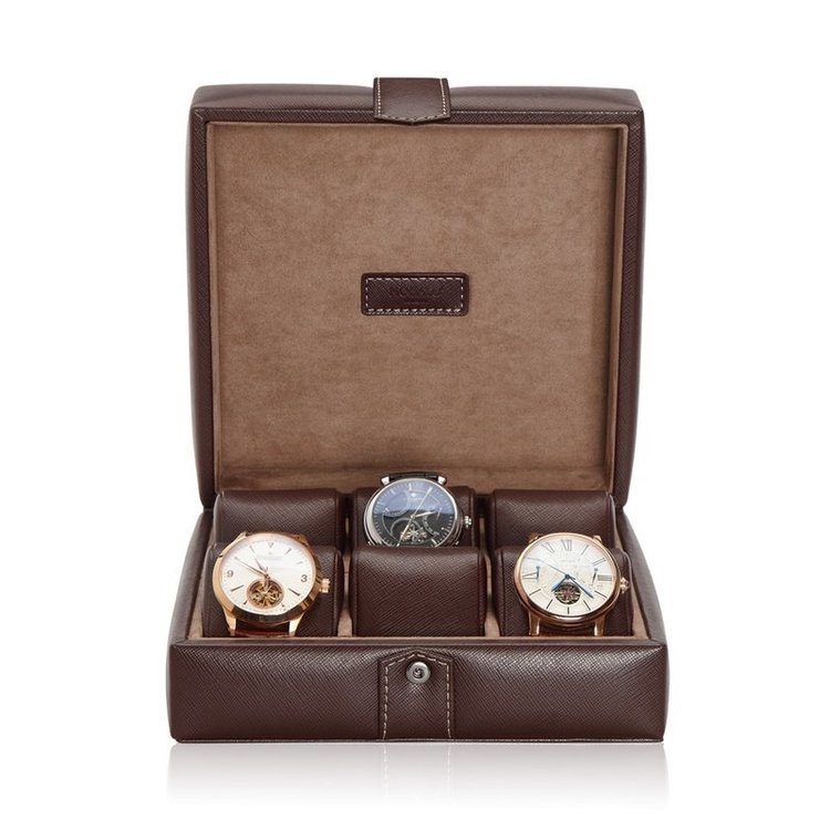 Modalo Uhrenbox Gallante für 6 Uhren Braun