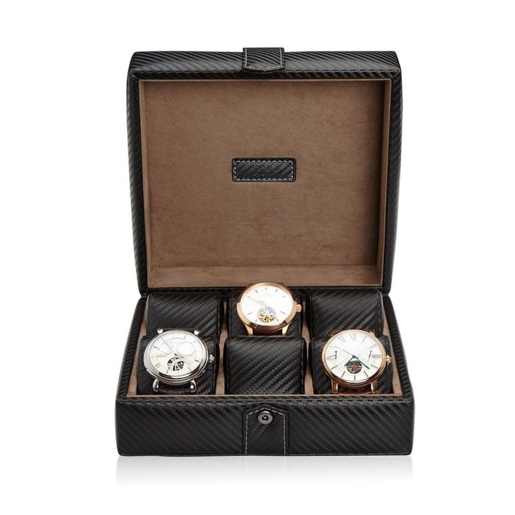 Modalo  Uhrenbox Gallante für 6 Uhren Carbon