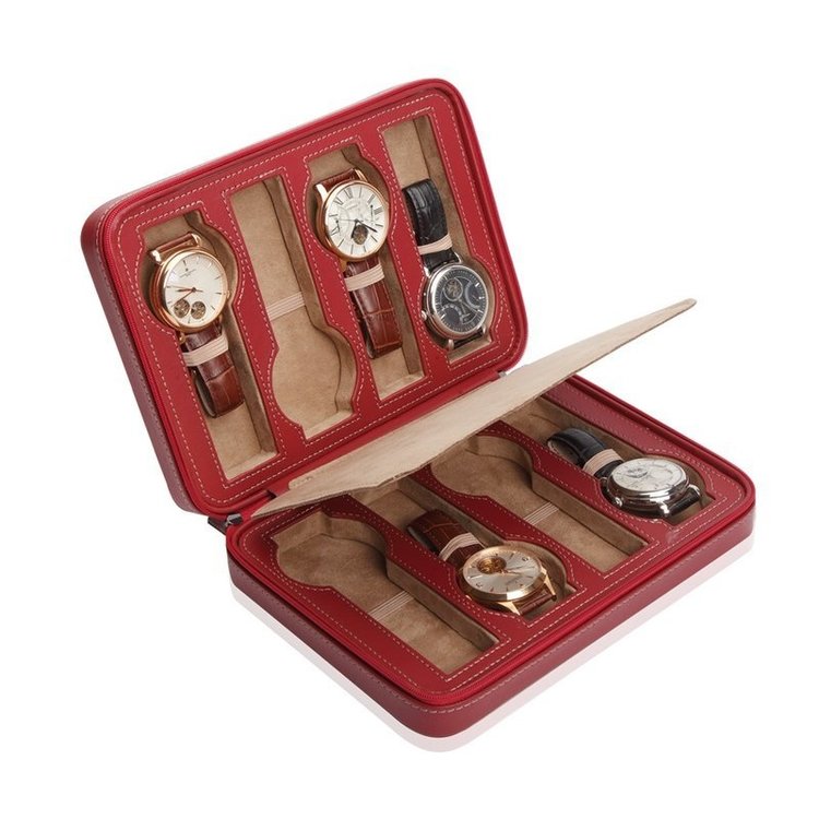 Modalo  Uhrenetui Invia für 8 Uhren Rot