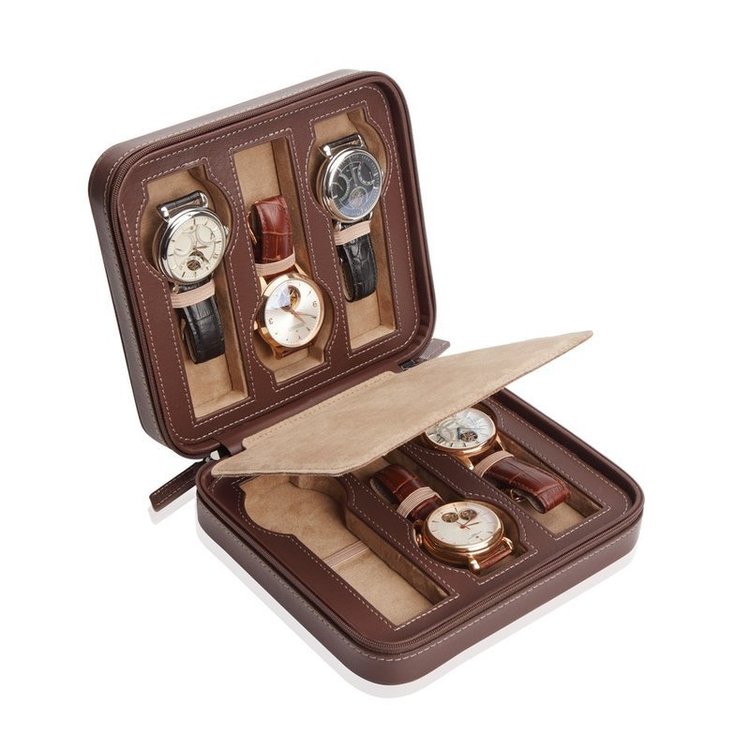 Modalo Uhrenbeweger  Uhrenetui Invia für 6 Uhren Braun