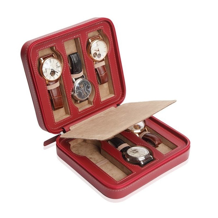 Modalo  Uhrenetui Invia für 6 Uhren Rot