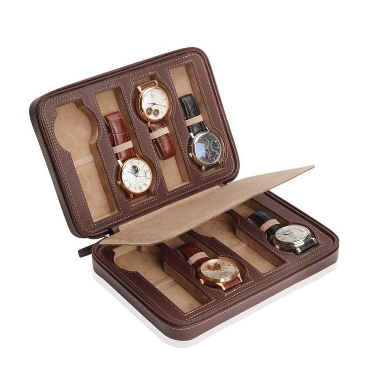 Modalo  Uhrenetui Invia für 8 Uhren Braun