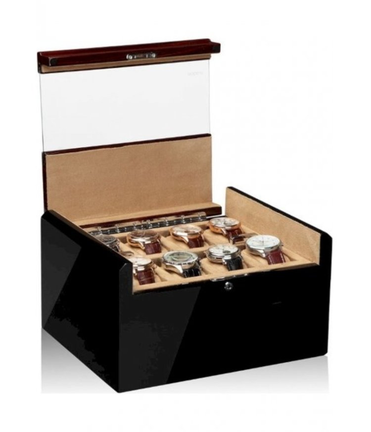 Modalo IMPERIA Uhrenbox für 16 Uhren  SCHWARZ
