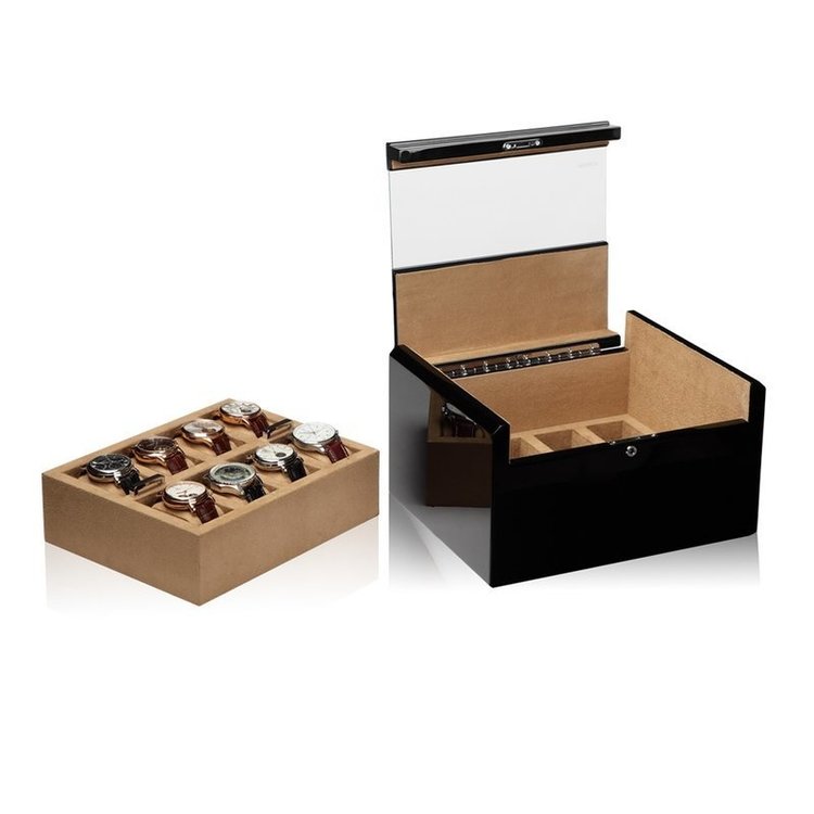 Modalo Uhrenbeweger IMPERIA Uhrenbox für 16 Uhren  SCHWARZ