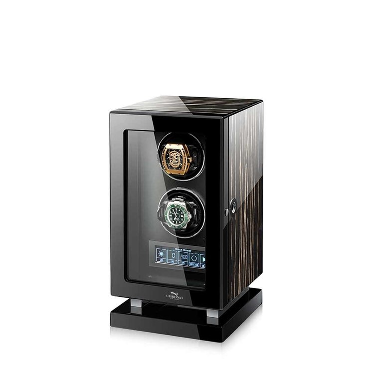Chronoguard Uhrenbeweger Uhrenbeweger für 2 Automatikuhren – Zebrano-Ebenholz, Fingerabdruck, leise, TPD einstellbar | Panthera