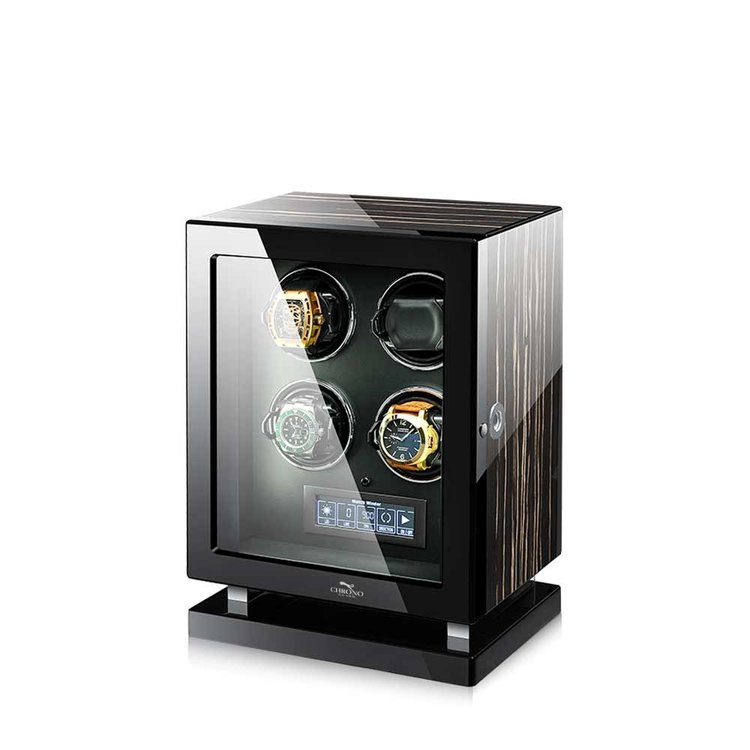 Chronoguard Uhrenbeweger Uhrenbeweger für 4 Automatikuhren – Zebrano-Ebenholz, Fingerabdruck, leise, TPD einstellbar | Panthera