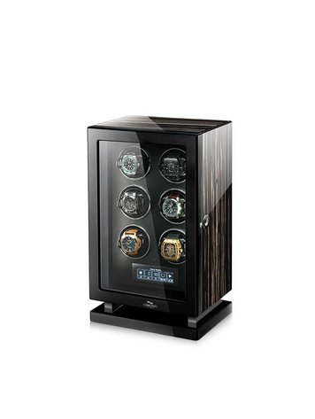 Chronoguard Uhrenbeweger Uhrenbeweger für 6 Automatikuhren – Zebrano-Ebenholz, Fingerabdruck, leise, TPD einstellbar | Panthera
