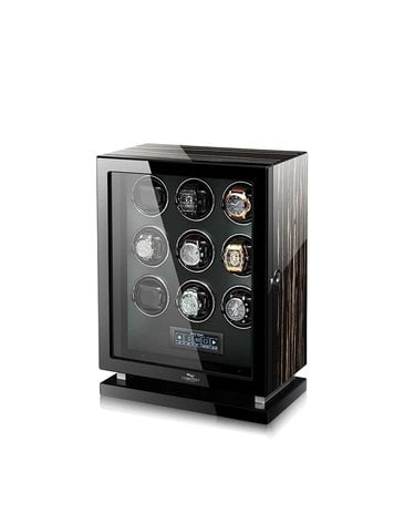 Chronoguard Uhrenbeweger Uhrenbeweger für 9 Automatikuhren – Zebrano-Ebenholz, Fingerabdruck, leise, TPD einstellbar | Panthera