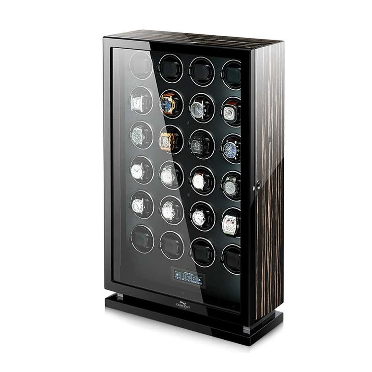 Chronoguard Uhrenbeweger Uhrenbeweger für 24 Automatikuhren – Zebrano-Ebenholz, Fingerabdruck, leise, TPD einstellbar | Panthera