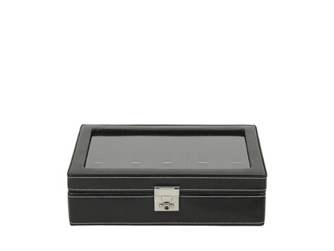 Friedrich Uhrenkoffer London für 10 Uhren mit Glasdeckel aus Leder