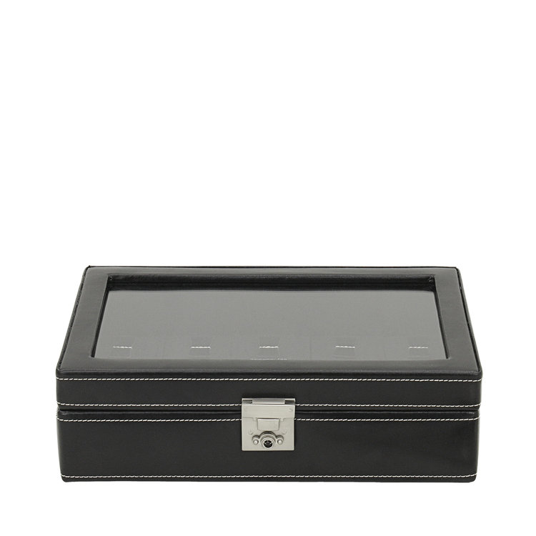 Friedrich  Uhrenkoffer London für 10 Uhren mit Glasdeckel aus Leder